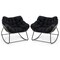 Costway 1/2 PCS Outdoor Rocking Chair Oversized Patio PE Wicker Egg Chair Rattan Lounge Chair Black